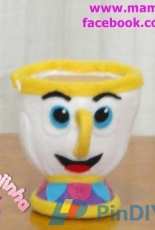 Mamae Corujinha Xícara - A Bela e a Fera /Beauty and the Beast Tea cup Chip - Felt pattern- Portuguese