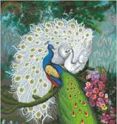 KCO 612221 Green Forest White and Blue Peacock