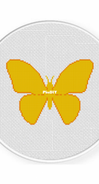 Daily Cross Stitch - Simple Yellow Butterfly