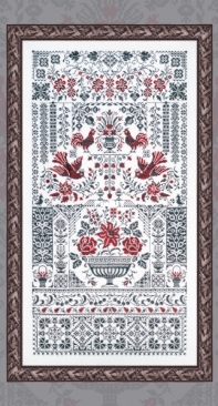 OwlForest Embroidery Red and Black Sampler