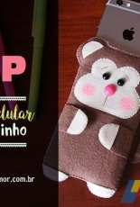 Pontinhos de Amor - Andressa Salomão - Porta Celular Macaquinho PAP - Monkey Cell Case - Felt pattern- Portuguese - Free