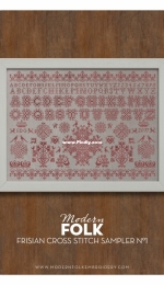 Modern Folk Embroidery - Frisian Cross Stitch Sampler #1 - XSD