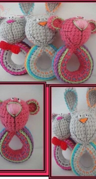 Teddies with love - Martha Waruszewska - Crochet rattles Teddy Bear Bunny and Cat