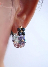 Splendere-Beaded Floral Hoop Earrings