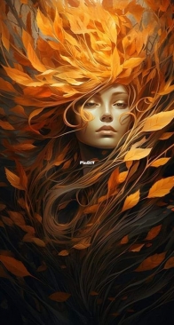 Abakan - Face In Autumn Leaves by Urszula Przygrodzka