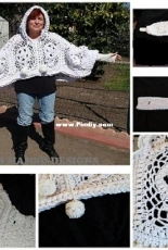 Spider Mambo Designs - Laurie Kahn - RIP Skull Shrug Style Poncho with Hood