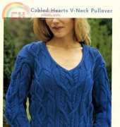 Cabled Hearts V-Neck Pullover by Ann McCauley