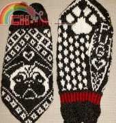 Pugs n kisses Mittens by JennyPenny