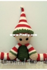 Left Handed Crocheter  - Jennifer Adams - Elf Draft Stopper And Shelf Sitter