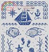 Club Point de Croix - Blue Motifs Sampler