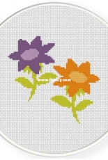 Daily Cross Stitch - Purple and Orange Flower