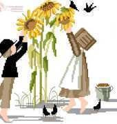 Lynns Prints DGX-047 Gathering Sunflower Seeds by Diane Graebner PCS
