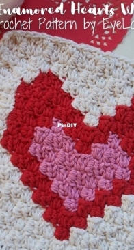 Eye Love Knots - Cre8tion Crochet - Catherine Richards -  C2C Two Enamored Hearts Washcloth - Free