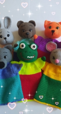 Olya vyazhy - Olga Chernikova - Mouse-Bunny-Frog-Fox-Bear-Wolf puppets - Russian - Free