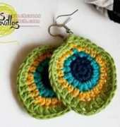 Lanas y ovillos - Peacock earrings - Spanish- Free