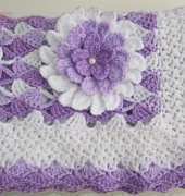Beautiful Lilac Baby Blanket with Flower Lyubava Crochet 023