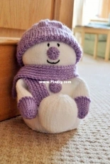 Knitting By Post  - Snowman with Snowball Door Stop