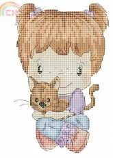 Girl with Kitten by Natalia Dervich