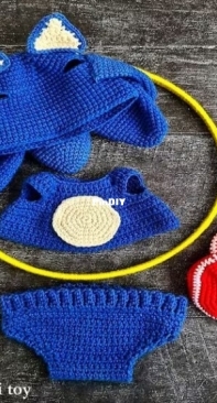 Crochet Wonders Design - Crochet Funny Bear - Olga Kurchenko - Outfit Blue Hedgehog for Bear