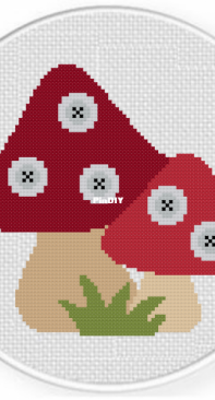 Daily Cross Stitch - Button Mushrooms - FREE