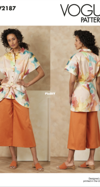 Vogue Patterns - V2187 - Misses Wrap Front Shirt And Wide Leg Pants - Sizes 8-18