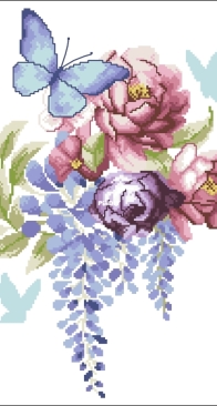 Profilo Punto Croce Rivista115-2021-Watercolor Bouquet Cuscino  XSD+PCS