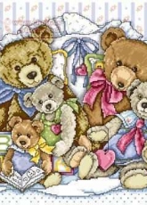 A Cuddle of Teddies by Joan Elliott from Cross Stitch Teddies