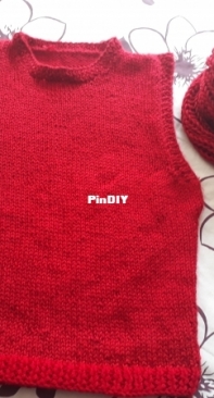 knitted vest and scarf