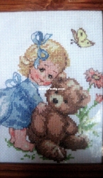 Girl and teddy bear