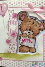 I Love You cookie bear cross stitch card