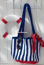 Yarnspirations-  Lily Sugar and Cream -Nautical Striped Bag - Free