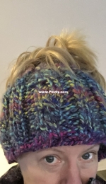 Messy Bun Cabled Hat by Shannon Matricardi-Free