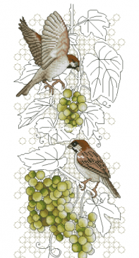 Sparrow and grape by Krasnaya T.