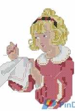 Nostalgie Portraits - Pink Sewing Girl