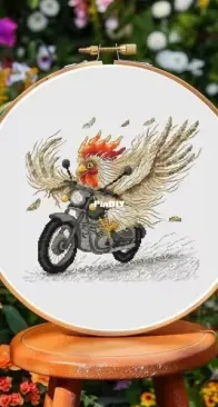 Rooster on a motorcycle by Olesya Lukina SAGA