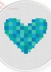Daily Cross Stitch - Women Heart Blue