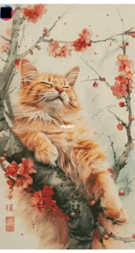 Chimera - A Cat on a Blossoming Plum Tree by Elena Romanova SAGA