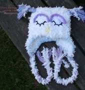 Wacky Woolies and Wicked Stitches - Sleeping Owl Toque Pattern - newborn and 3-6  months