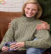 Red Heart WR2064 Her Cabled Pullover by Melissa Leapman - Free
