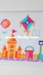 The World in Stitches - Sandcastle by Colleen Carrington - Free