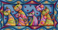 Patterned Cats by Durene Jones