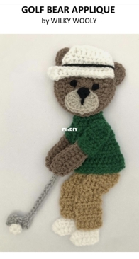 Wilky Wooly Designs - Fiona Wilkinson - Golf Bear Applique
