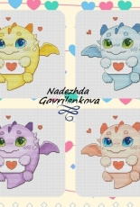 Little Dragons / Blue Dragon - Lilac Dragon - Pink Dragon - Yellow Dragon by Nadezhda Gavrilenkova