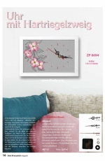 Coricamo 8694 - Uhr mit Hartriegelzweig (Clock with Dogwood Branch) from Dein Kreuzstich Magazin 2017-04