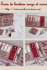 Mamilou Creations-Ecrin de broderie rouge et nacre - French