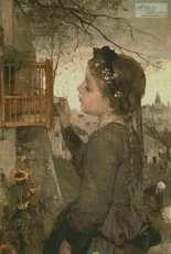 Artecy Cross Stitch - Girl Feeding a Bird a Cage