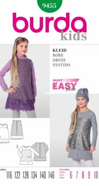 Burda no.9455 - Girls Dress - multilingual