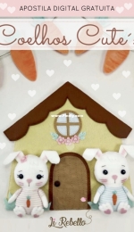 Li Rebello - Coelhos Cutes - Felt Cute Bunnies - Free  - Portuguese
