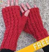 Knitting Red Cable Mitts by Knitting Pure and Simple by Diane Soucy - Free
