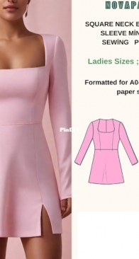 Novapattern - Square Neck Dress  - English